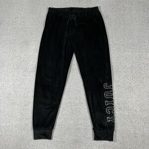 Juicy Couture Joggers Womens S Black Velour Rhinestone Y2K Sweatpants Bottom
